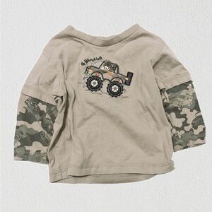Okie Dokie Tan Monster Truck Long Sleeve Shirt